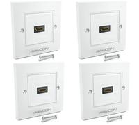 deleyCON 4x HDMI Prise Boîtier Mural 1x Port Montage Encastrée - EARC, Haut Débit, 4K/8K FULL HD Support - pour TV, PS5, Barre de Son, Dolby, HiFi - 80x80mm - Blanc