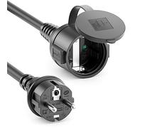 deleyCON 50m Câble Rallonge Extérieur Électrique IP44 (H07RN-F 3G1.5mm²) Câble D’Alimentation en Caoutchouc Résistant aux Intempéries - Fiche avec Contact de Protection vers Prise - Noir