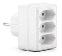 deleyCON Adaptateur 3 Prises Euro pour Prises Murales, 1 Pièce - Blanc | Multiprise pour fiches Euro, câbles Euro et câbles d’alimentation, adaptateur secteur, 3 prises Euro, 2,5 A, 1700 W