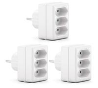 deleyCON Adaptateur 3 Prises Euro pour Prises Murales, Lot de 3 - Blanc | Multiprise pour fiches Euro, câbles Euro et câbles d’alimentation, adaptateur secteur, 3 prises Euro, 2,5 A, 1700 W