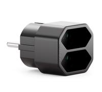 deleyCON Multiprise 2x Prise Euro 2,5A 1100W, 1 Pièce - Noir | Multiprise d'intérieur, câble européen, câble d'alimentation, adaptateur de prise, adaptateur secteur, adaptateur européen