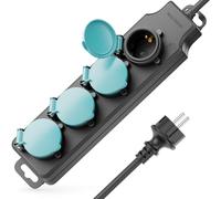 deleyCON Multiprise Extérieure 4 Prises IP44 avec 1,4m Câble - Bloc Multiprise pour Usage Extérieur 4X Connexions avec Couvercle - Idéal pour Jardin Terrasse Balcon Cave Garage
