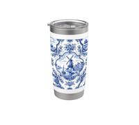 Delft Blue Netherlands Moulin à vent traditionnel néerlandais en céramique Gobelet isotherme en acier inoxydable double paroi