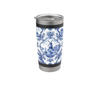 Delft Blue Netherlands Moulin à vent traditionnel néerlandais en céramique Gobelet isotherme en acier inoxydable double paroi