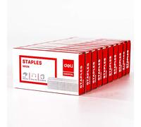 Deli 0012N Lot de 10 000 agrafes compatibles avec les agrafeuses Deli 25, 40 et 60 feuilles de longueur standard 6,35 mm, 24/6 cm, pointe biseautée tranchante sans bourrage