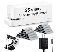Deli Agrafeuse électrique de bureau robuste, comprend 2 000 agrafes et 1 extracteur d'agrafes, alimentation automatique sans bourrage, 25 feuilles, professionnelle pour bureau, maison, école, blanc
