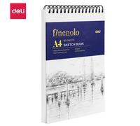Deli Finenolo Carnet de croquis A4 avec reliure à fil supérieur - 60 feuilles blanches