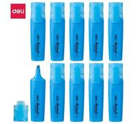 Deli Lot De 10 Surligneurs Pointe Biseautée 1-5mm Bleu Résistant À La Décoloration Séchage Rapide
