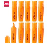 Deli Lot De 10 Surligneurs Pointe Biseautée 1-5mm Orange Résistant À La Décoloration Séchage Rapide