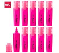 Deli Lot De 10 Surligneurs Pointe Biseautée 1-5mm Rose Résistant À La Décoloration Séchage Rapide