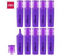 Deli Lot De 10 Surligneurs Pointe Biseautée 1-5mm Violet Résistant À La Décoloration Séchage Rapide