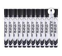 deli Lot de 12 Marqueurs effaçable Think à sec pointe ogive 2.0mm noir, peu odorant, effaçage facile