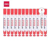 Deli Lot De 12 Marqueurs Effaçable Think À Sec Pointe Ogive 2.0mm Rouge Peu Odorant Effaçage Facile