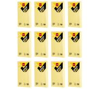 Deli Lot De 12 Stick Up Notes Adhésives Repositionnables 76×126mm - 100 Feuilles Jaunes