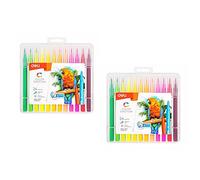 DELI Lot de 2 Boîtes 24 feutres Color Emotion, pointe pinceau 1.0-8.0mm pointe douce pour le dessin et effet pinceau pour la peinture