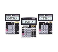 Deli Lot De 3 Calculatrices Bureau Métal 14 Chiffres 150 Contrôles