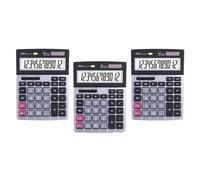 Deli Lot De 3 Calculatrices Bureau Métallique 12 Chiffres Dual Power