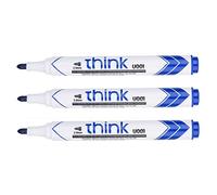 Deli Lot De 12 Marqueurs Effaçable Think À Sec Pointe Ogive 2.0mm Bleu Peu Odorant Effaçage Facile