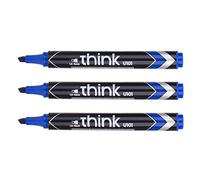 Deli Lot De 12 Marqueurs Permanent Think Pointe Biseautée 1,5-5mm Bleu Séchage Rapide Peu Odorant