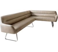 DeLife Banc-d'angle Taya-Flex 285x190 cm châssis à Patins Plat Acier Inoxydable Microfibre Beige Vintage Ressort ensaché Liens Banc-de-Salle-à-Manger