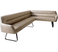 DeLife Banc-d'angle Taya-Flex 285x190 cm châssis à Patins Plat Noir Microfibre Beige Vintage Ressort ensaché Liens Banc-de-Salle-à-Manger