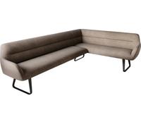 DeLife Banc-d'angle Taya-Flex 285x190 cm châssis à Patins Plat Noir Tissu structuré Doux Taupe Ressort ensaché Liens Banc-de-Salle-à-Manger