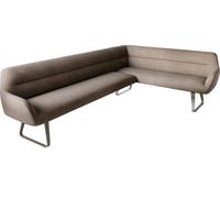 DeLife Banc-d'angle Taya-Flex 285x190 cm châssis à Patins Plat Titane Tissu structuré Doux Taupe Ressort ensaché Liens Banc-de-Salle-à-Manger