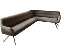 DeLife Banc-d'angle Taya-Flex 285x190 cm Pied croisé Angulaire grafiete Microfibre Taupe Vintage Ressort ensaché Liens Banc-de-Salle-à-Manger