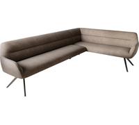 DeLife Banc-d'angle Taya-Flex 285x190 cm Pied croisé Angulaire grafiete Tissu structuré Doux Taupe Ressort ensaché Liens Banc-de-Salle-à-Manger