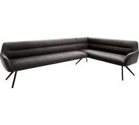 DeLife Banc-d'angle Taya-Flex 285x190 cm Pied croisé Angulaire Noir Microfibre Antracite Vintage Ressort ensaché Liens Banc-de-Salle-à-Manger