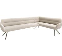 DeLife Banc-d'angle Taya-Flex 285x190 cm Pied croisé Angulaire Titane bou rème-Blanc Ressort ensaché Liens Banc-de-Salle-à-Manger
