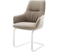 DeLife Chaise-à-Bascule Zelia-Flex avec accoudoirs Pied Cantilever Plat Blanc bouclé Boue Ressorts ensachés