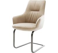 DeLife Chaise-à-Bascule Zelia-Flex avec accoudoirs Pied Cantilever Plat grafiete Microfibre Beige Vintage Ressorts ensachés