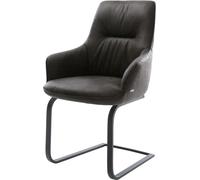 DeLife Chaise-à-Bascule Zelia-Flex avec accoudoirs Pied Cantilever Plat Noir Microfibre Antracite Vintage Ressorts ensachés