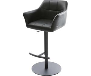 DeLife Chaise-de-Bar Yulo-Flex Pied pivotant réglable en Hauteur métal Cuir véritable Noir