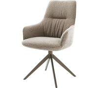 DeLife Chaise-de-Salle-à-Manger Zelia-Flex avec accoudoirs Pied croisé Large Aspect Titane bouclé Boue pivotement sur 360° Fonction Bascule Ressorts ensachés