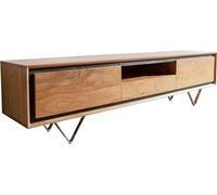 DeLife Plateau-TV Stonegrace Acacia Nature 175 cm 2 Portes 1 Compartiment 1 tiroir placage en Pierre Buffet Bas à Pieds en V