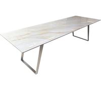 DeLife Table à Manger Edge 300x100 cm céramique Onyx Pearl INOX incliné