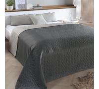 Delindo Lifestyle Couvre-lit Belford gris anthracite, jeté de lit pour lit double, couleur unie, matelassé, 240 x 260 cm