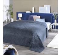 Delindo Lifestyle Couvre-lit bleu de qualité supérieure pour lit double, couleur unie pour chambre à coucher, 220 x 240 cm
