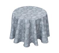 Delindo Lifestyle Nappe ronde motif feuilles, gris, diamètre 160 cm | Design naturel intemporel, décoration de table élégante, facile d'entretien, pour tables à manger, basses et tables d'appoint