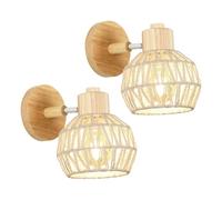 DELIPOP 2 Pack Applique Murale Intérieure Bois, E27 Vintage Lampe Murale