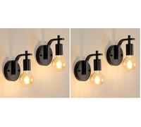 DELIPOP 2 Pièces Applique Murale Industrielle Vintage E27 Noir (Lot de 2)