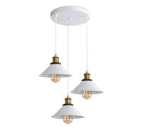 DELIPOP 3 Lampes Suspension Luminaire Industrielle, Vintage Lustre Plafonniers Design Edison, Blanc Métal E27 Lampe Suspension Abat-jour Câble Réglable pour Cuisine Salon Chambre, Ø 22cm