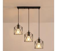 DELIPOP 3 Lampes Suspension Vintage, Lustre Plafonnier Industriel, Éclairage E27 Lampe de Plafond Abat-jour en Métal pour Restaurant Salon Chambre Cuisine Bar (sans ampoule)