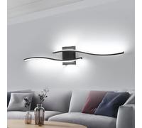 DELIPOP Applique Murale Interieur, 27W 3000LM Lampe Murale LED Moderne 6500K Blanc Froid, Noir Design Lignes Luminaire Mural en Acryliquel pour Chambre, Salon, Couloir, Escalier, 89 CM