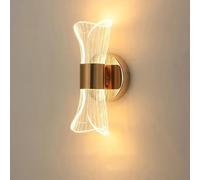 DELIPOP Applique Murale Intérieure, 12W Lampe Murale LED Moderne 3 Température de Couleur 3000K/4500K/6500K, Or Luminaire Mural en Acrylique pour Chambre, Salon, Couloir, Escalier