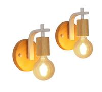 DELIPOP Applique Murale Intérieure 2 Pièces, Lampes Murales en Bois E27, Luminaires Intérieur Mural pour Chambre Salon Couloir (Ampoules Non Comprises)