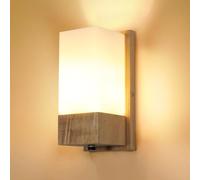 DELIPOP Applique Murale Intérieure Bois, E27 Moderne Lampe Murale | Luminaire Mural Abat-jour en Verre pour Salon Chambre Couloir Escalier Café