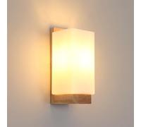 DELIPOP Applique Murale Intérieure Bois, Moderne E27 Lampe Murale en Verre, Luminaire Mural Intérieure pour Salon Chambre Couloir Escalier (Ampoule Non Incluse)
